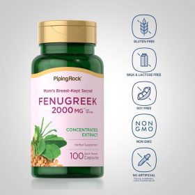 Piping Rock Fenugreek Capsules 2000mg | 100 Pills