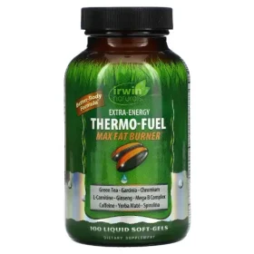 Irwin Naturals Extra-Energy Thermo-Fuel Max Fat Burner – 100 Liquid Soft-Gels – Fuel Thermogenesis & Boost Energy Production