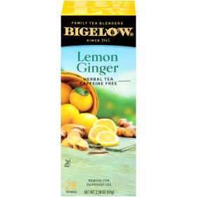 Bigelow Lemon Ginger Herbal Tea Bags 28-Count Box Caffeine Free