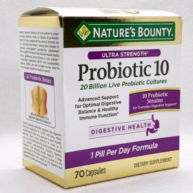 Nature’s Bounty Ultra Strength Probiotic 10/20 Billion Live probiotic Cultures  -70 Capsules