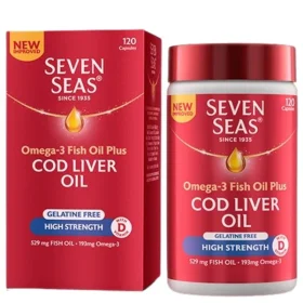 Seven Seas Cod Liver Oil High Strength -120 Capsules ;529Mg fish oil, 193mg Omega3