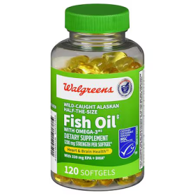 Walgreens Wild-Caught Alaskan Half-the-Size Fish Oil with Omega-3 1200mg, 120 Softgels