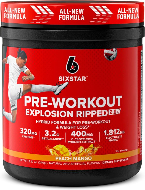Six Star Pre-Workout & weight loss Explosion Ripped 2.0 240g Peach Mango